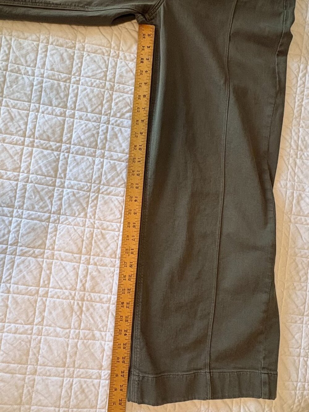 American Eagle Low-Rise Baggy Wide-Leg Jeans Size 14 Olive Green Stretch Y2K - Picture 9 of 10